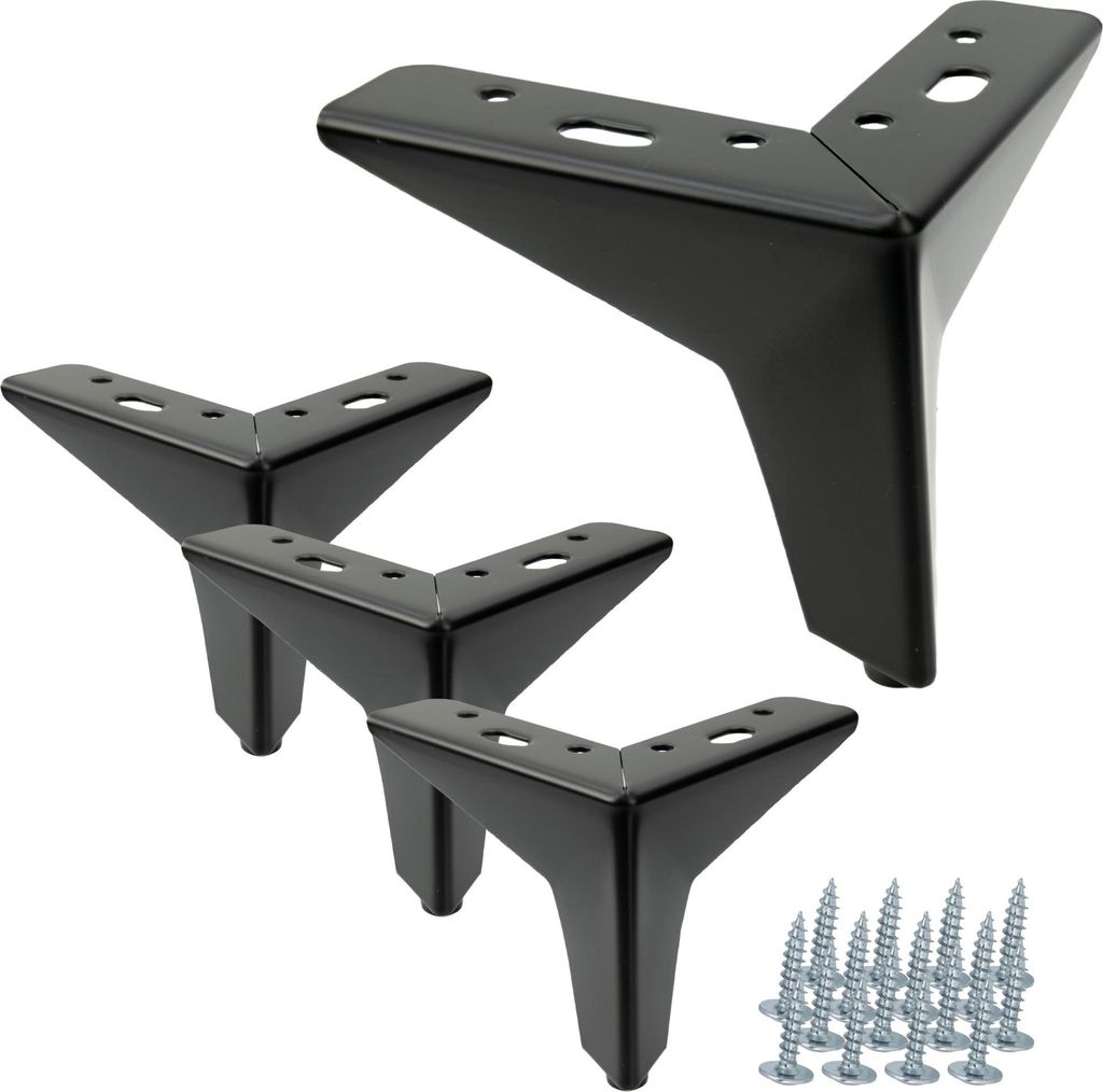 Set von 4 Möbelbeinen „Stern“ in Mattschwarz, Höhe 10 cm, Produktbild 