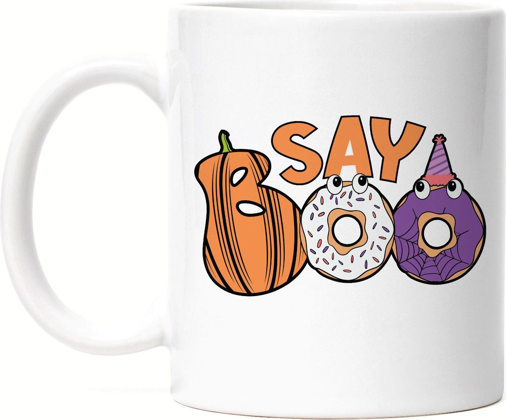 Say Boo Tasse Weiß Halloween Geschenkidee Halloweenparty Gruselgeschenk Halloween-Deko