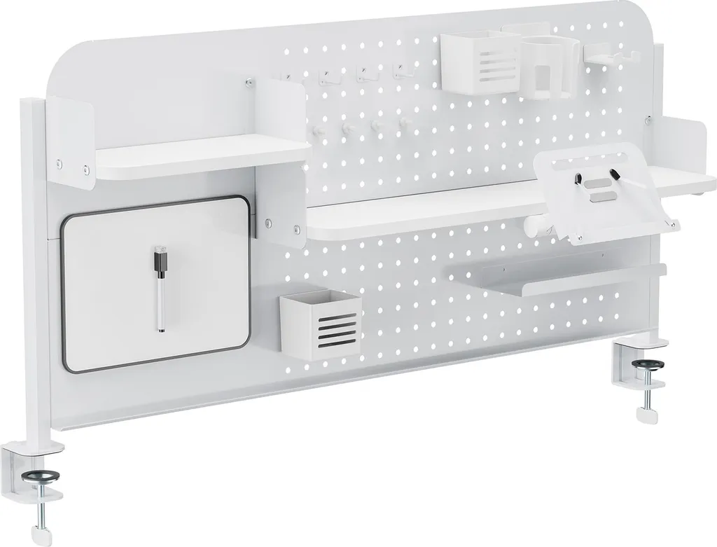 Organiseur de bureau Sauda 114x68 cm avec tableau à fiches blanc en acier