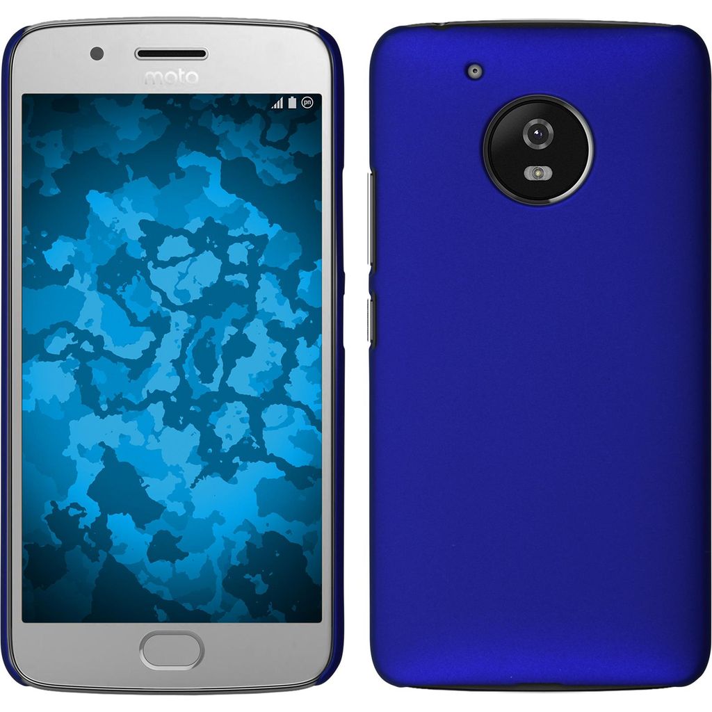 PhoneNatic Case kompatibel mit Lenovo Moto G5 - Hülle blau gummiert Hard-case + 2 Schutzfolien