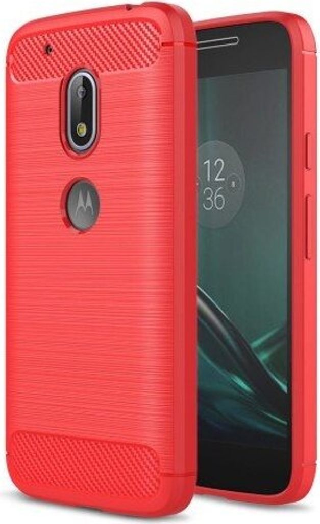 Case2go - Telefonhülle geeignet für Motorola Moto G4 Play - TPU - Ultimativer Schutz - Umschlagrückseite - Gebürstete Abdeckung - Rot