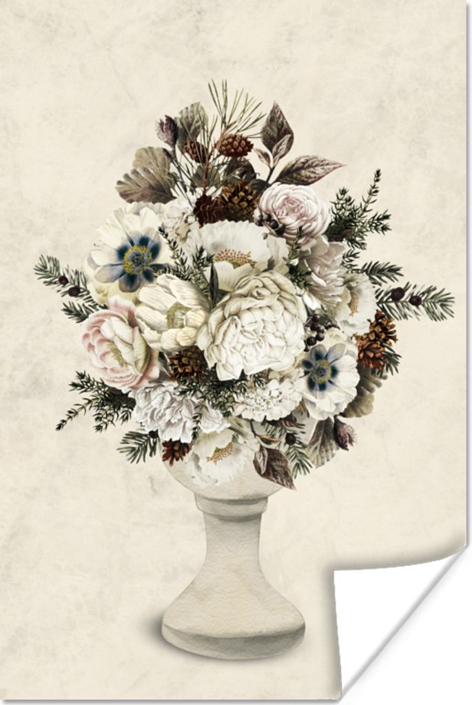 MuchoWow® Poster Stilleben - Aquarell - Blumen 80x120 cm - Produktbild 