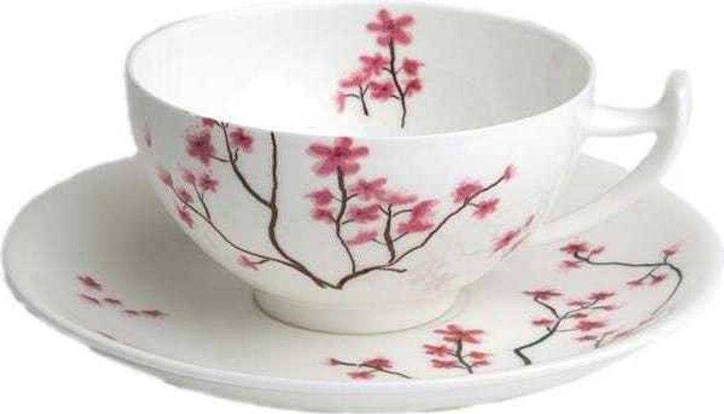 Jumbotasse Cherry Blossom 0,3l Set: Teetasse und Untertasse Porzellan
