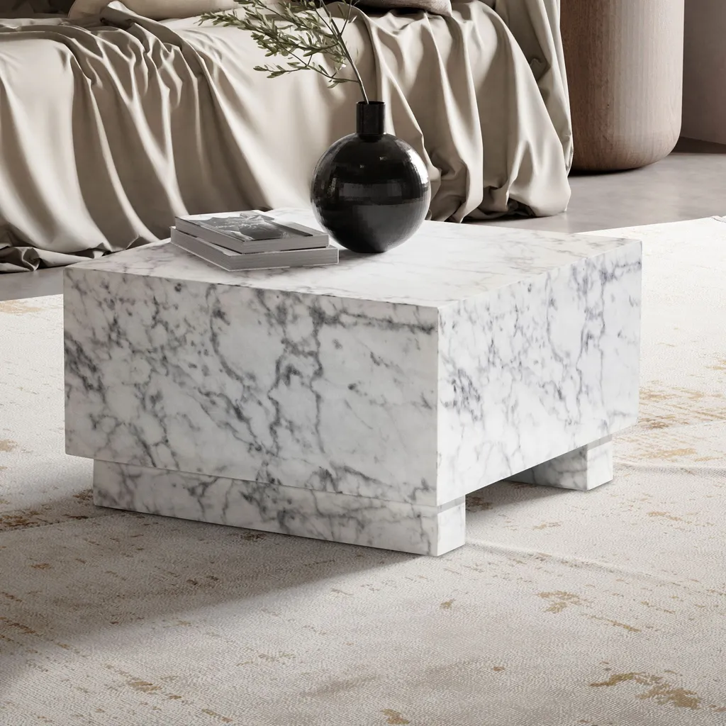 Table basse carrée 60 cm pour salon avec rangement télécommandes - 2