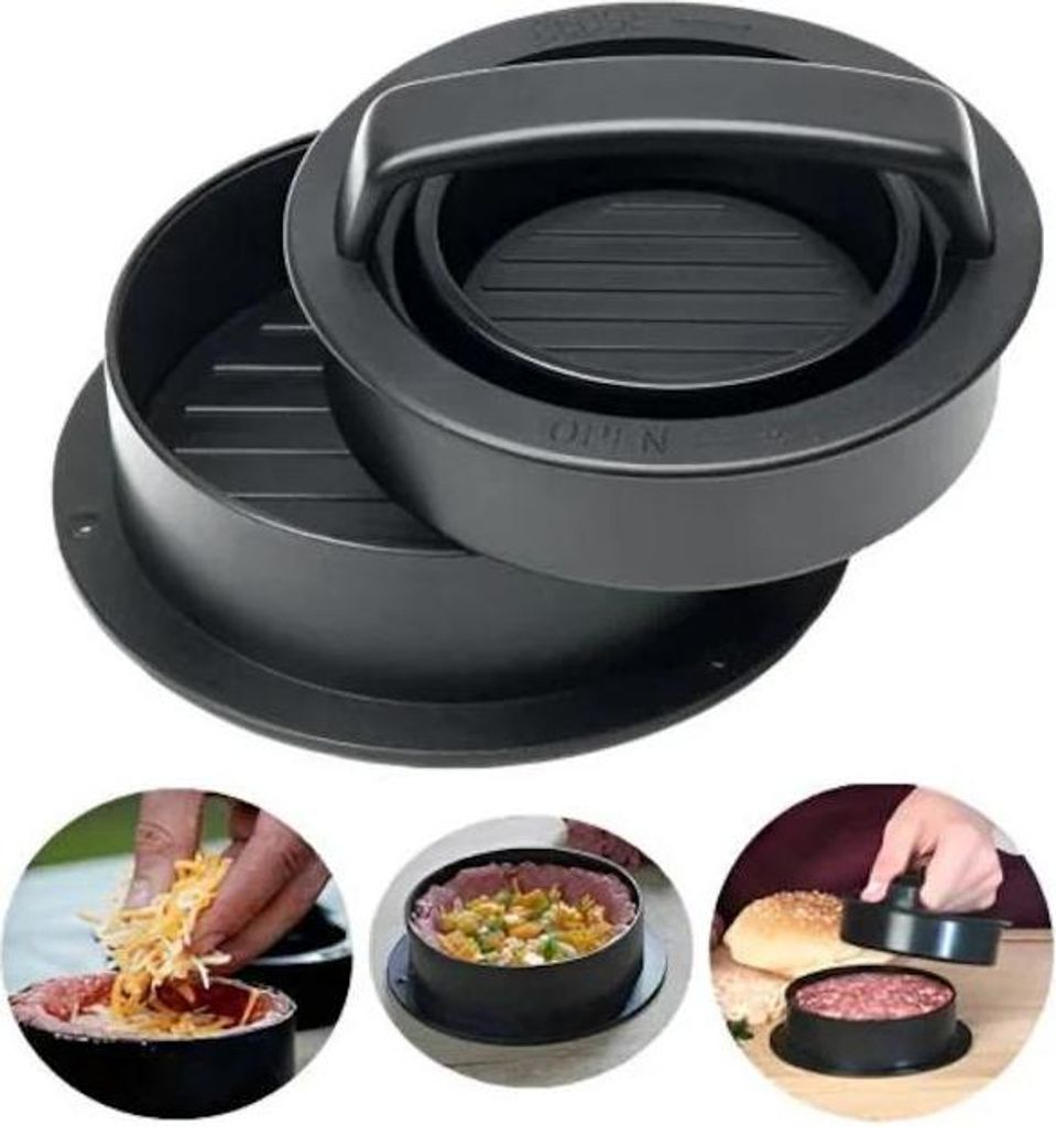 Burgerpresse, Formenbausatz, ABS-Kunststoff, Schwarz
