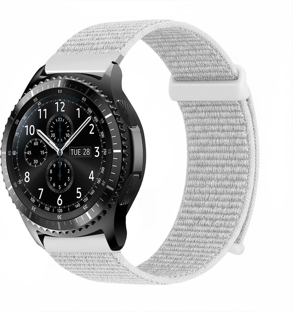 Smartwatch Armband für Samsung Gear S3 Classic 46mm Nylon Textil Band Ersatzband Wechselband Klettverschluss flexibel atmungsaktiv Weiß