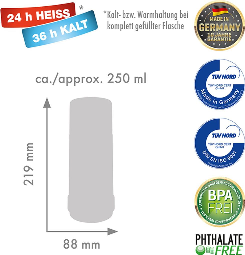 ROTPUNKT Isolierflasche 40  0,25 ltr.  glossy rubin Produktbild 