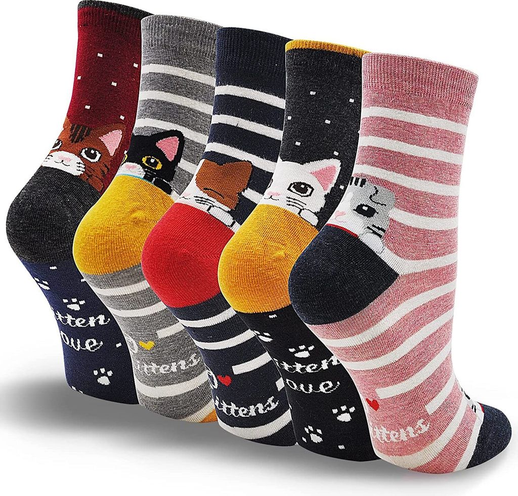 Damen Katzensocken – Lustige Kurzsocken mit Katzenmotiv, 5 Produktbild 