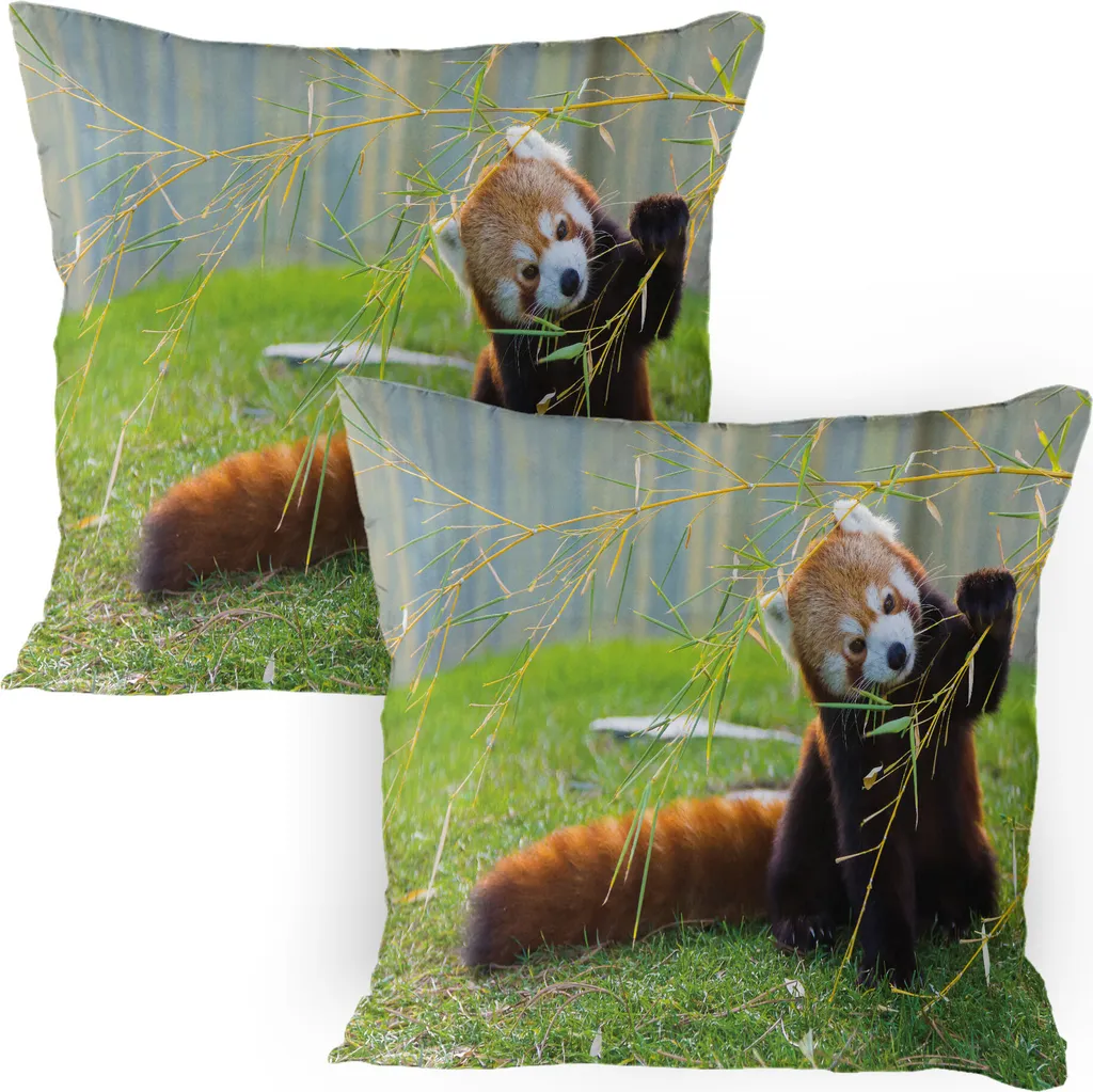 Offerta Set 2 Federe 80x80 Panda Rosso - Qualità ABAKUHAUS