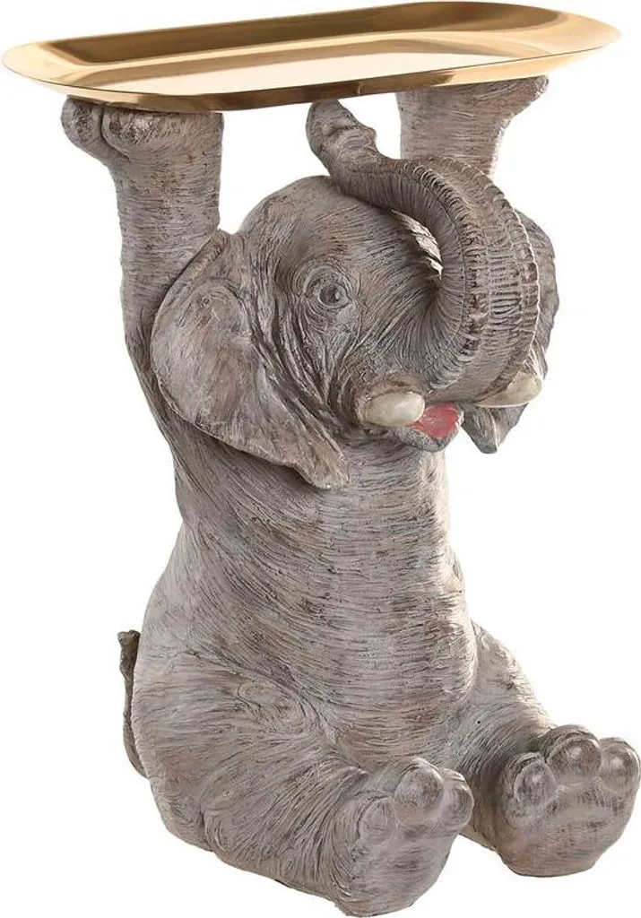 Objet Déco Éléphant pour Intérieur Chic - Statue Gris Or 30,5 x 23 x 34,5