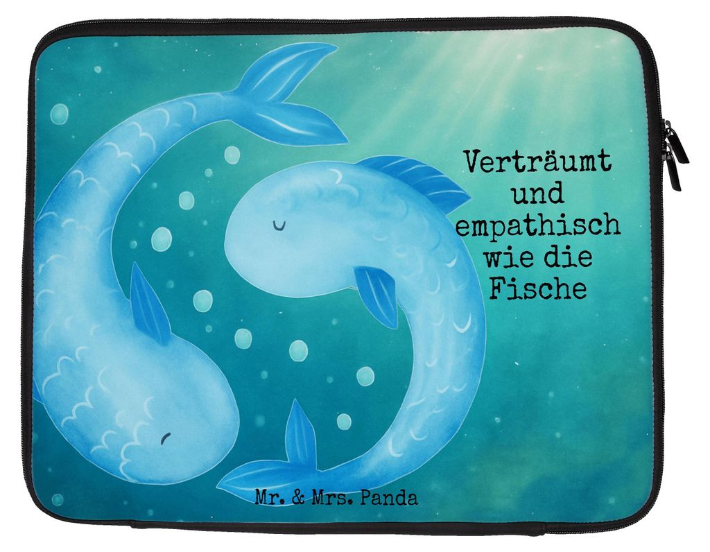 Mr. & Mrs. Panda Laptop Tasche Sternzeichen Fische Design 27 x 36 cm - Weiß - Geschenk, Laptoptasche, Geburtstag März, Case, Sternbild, Fisch, H...