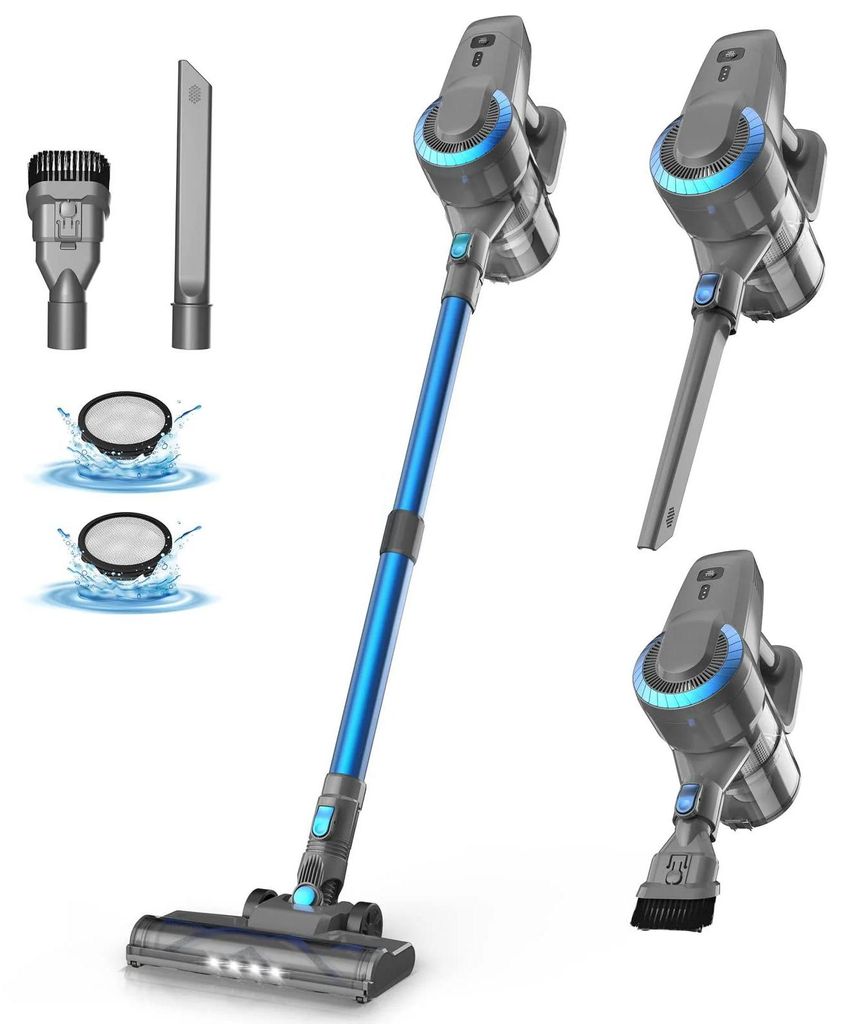 Akkustaubsauger - 6-in-1 Stiel- und Handstaubsauger - 175 W - HEPA-Filter - 40 Min Laufzeit - 0,6-1 l Staubbehälter - EU-Stecker - Weiß