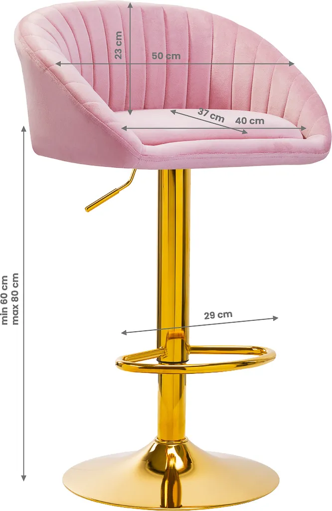 4Rico Bar Hocker Qs-B16G Rosa Velluto - 6