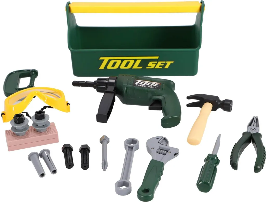 Mallette outils enfant 17pcs : perceuse fonctionnelle et scie de jeu