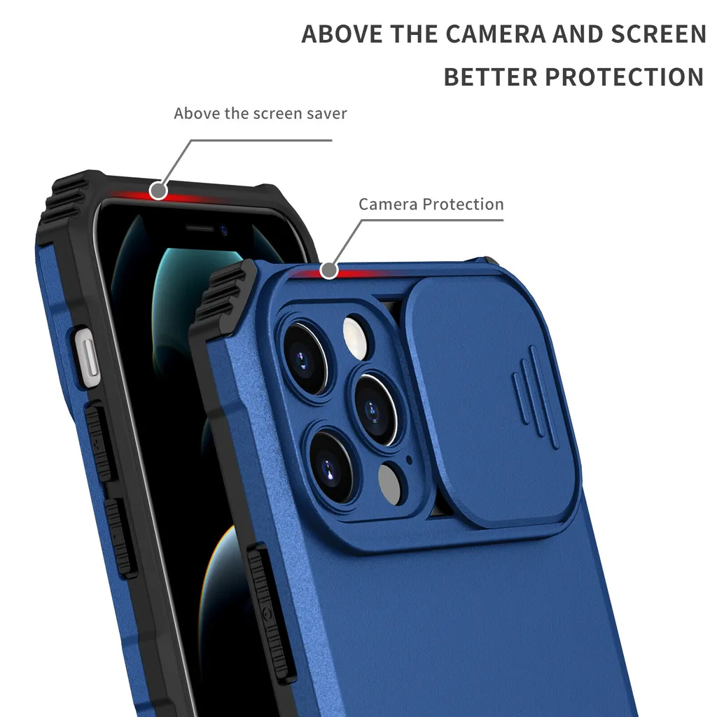 TUDIA DualShield Custodia Per IPhone 12 / 12 Pro – [Merge] Cover Sottile Con Protezione Urti E Bordo Rialzato (Blu)