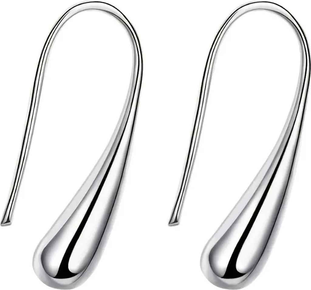 1 Paar Damen-Ohrhaken in Wassertropfenform, glänzend poliert, Edelstahl, Kupfer, einfarbig, leicht, rutschfest, für Damen, Pendeln, Club-Schmuck