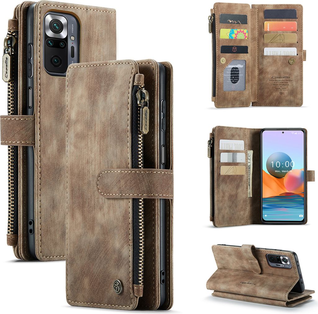 Redmi Note 10 Pro/Note 10 Pro Max Handyhülle, Reißverschluss Hülle Kunstleder Klapphülle Magnetverschluss Kartenfach Standfunktion Geldbörse S...