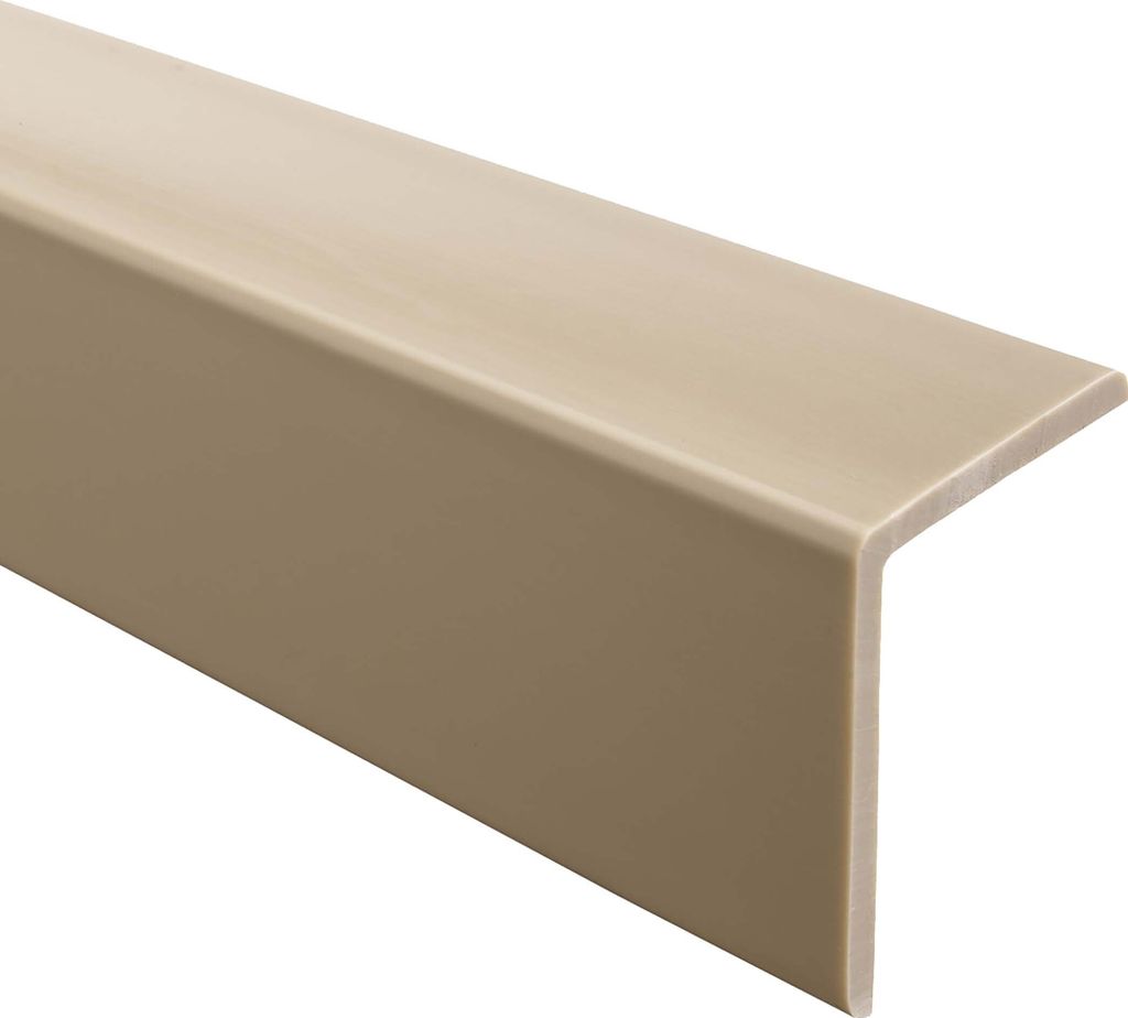 QUEST Winkelprofil 27x27mm, 2m, PVC Kantenschutzprofil, Winkelleiste für Kanten und Ecken, Weich, Flexibel, L-Form, KM, beige