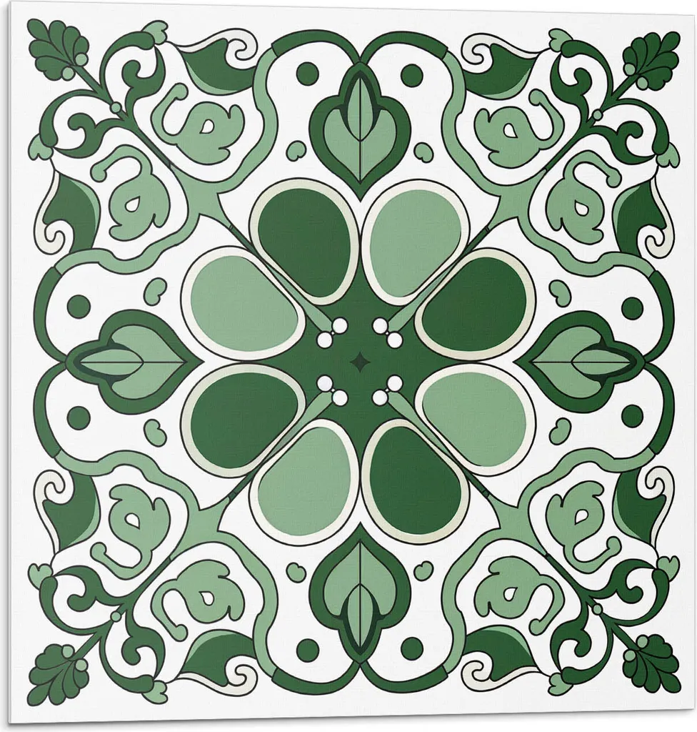 Motivo vegetale con foglie - Piastrelle autoadesive - Piastrelle da parete - Pannelli da parete - Piastrelle autoadesive per bagno - Piastrelle autoadesive per cucina - Carta da parati autoadesiva - Decorazione murale - 4 Unità 50 x 50 cm