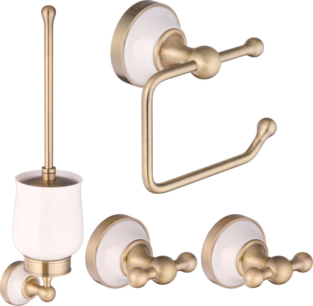 PaulGurkes Bad-Accessoires Set Nostalgie Retro Keramik Bronze Messing Set