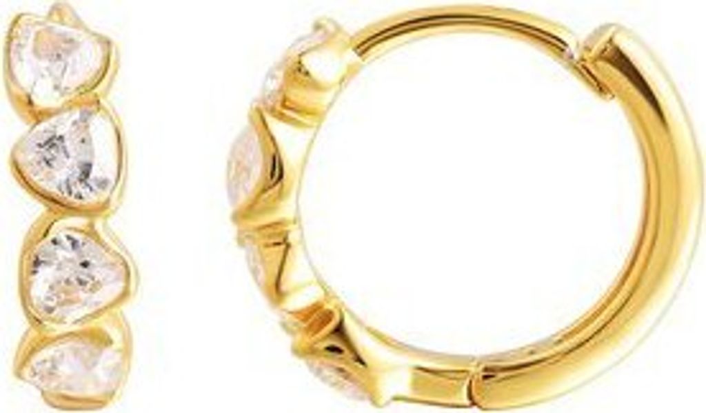 Creolen -Sterlingsilber - Zirkonia - goldfarben