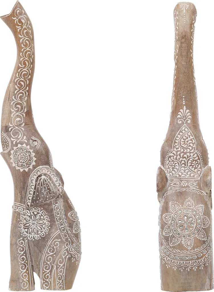 Objet Déco Éléphant Bois Boho 53cm - Idéal pour Buffet et Entrée - 5