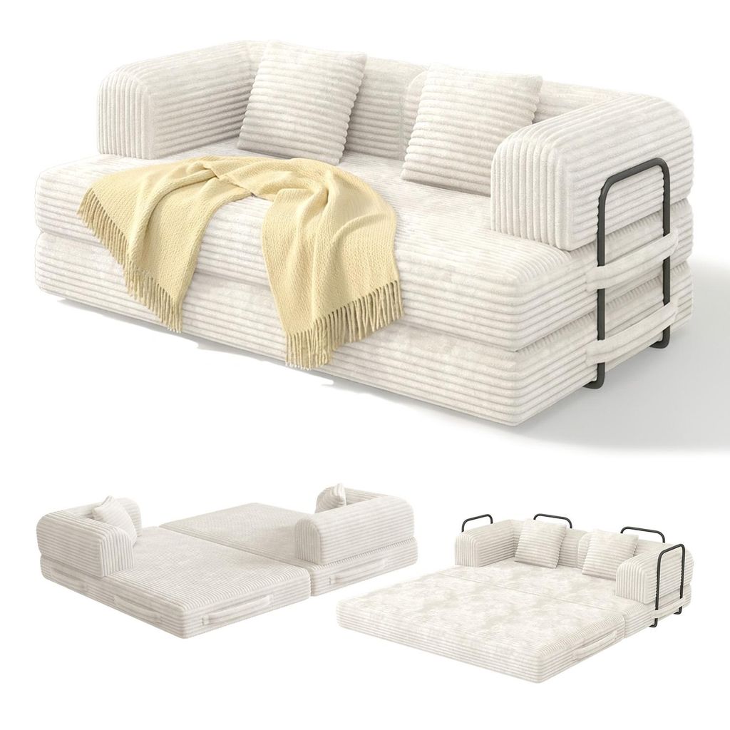 BEALIFE Schlafsofa 160x90x61 cm | Klappbares Cord-Sofa, Produktbild 