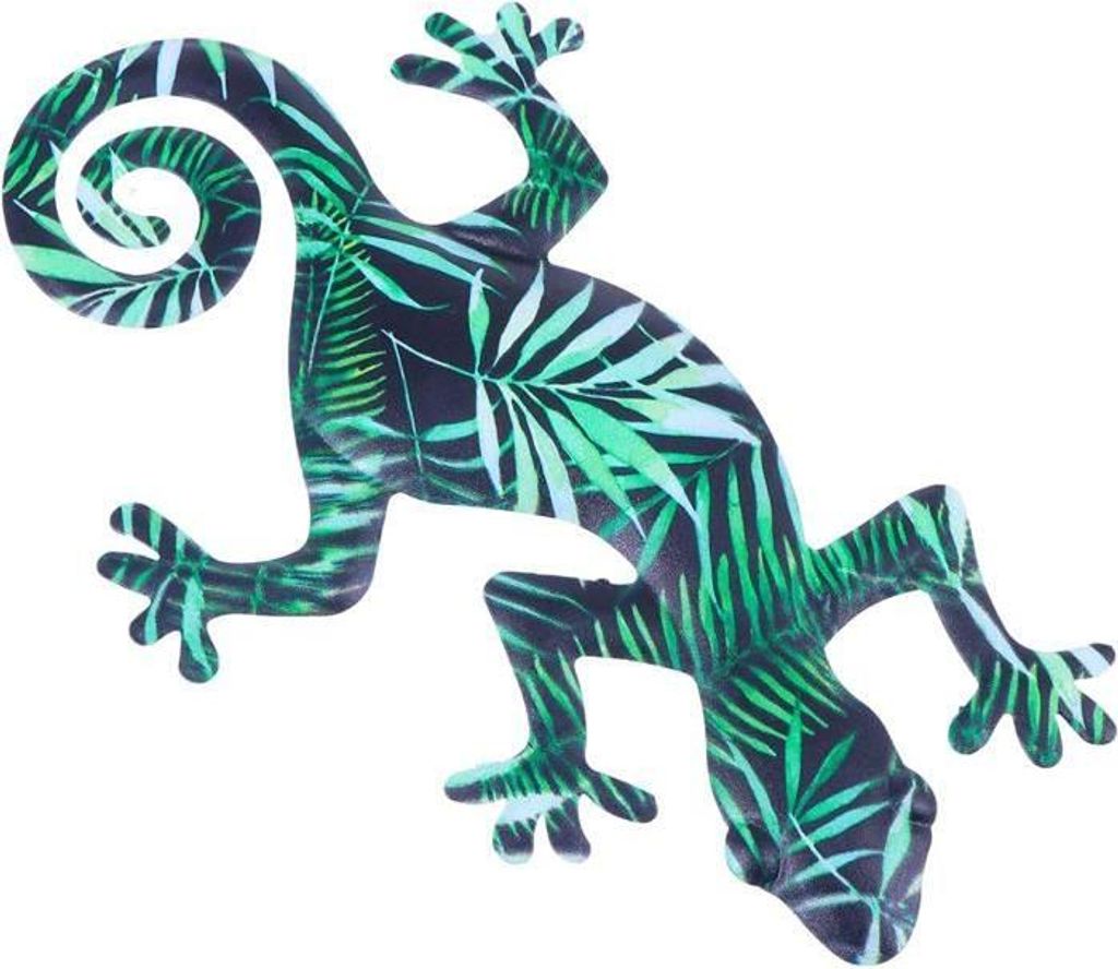 Metallene Gecko-Echse – Bunte Wanddekoration, Skulptur, Kunst, Wanddeko für drinnen und draußen, Wohnzimmer, Büro, Garten, Grün