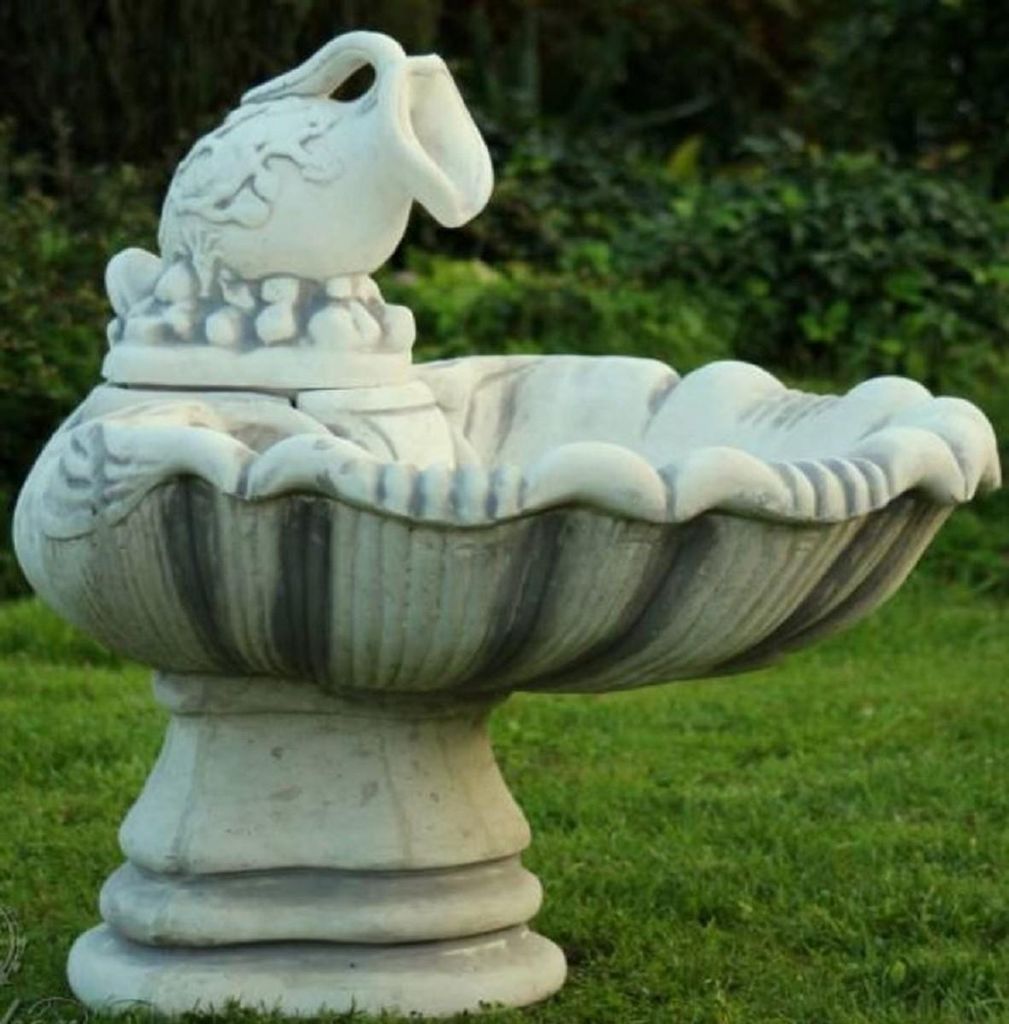 Casa Padrino Jugendstil Springbrunnen in Muschelform mit Krug Grau 70 x 75 x H. 70 cm - Prunkvoller Gartenbrunnen - Gartendeko Brunnen - Barock & J...