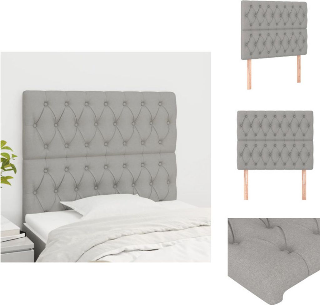 vidaXL Kopfteile 2 Stk. Hellgrau 90x7x78/88 cm Stoff - Kopf- & Fußenden
