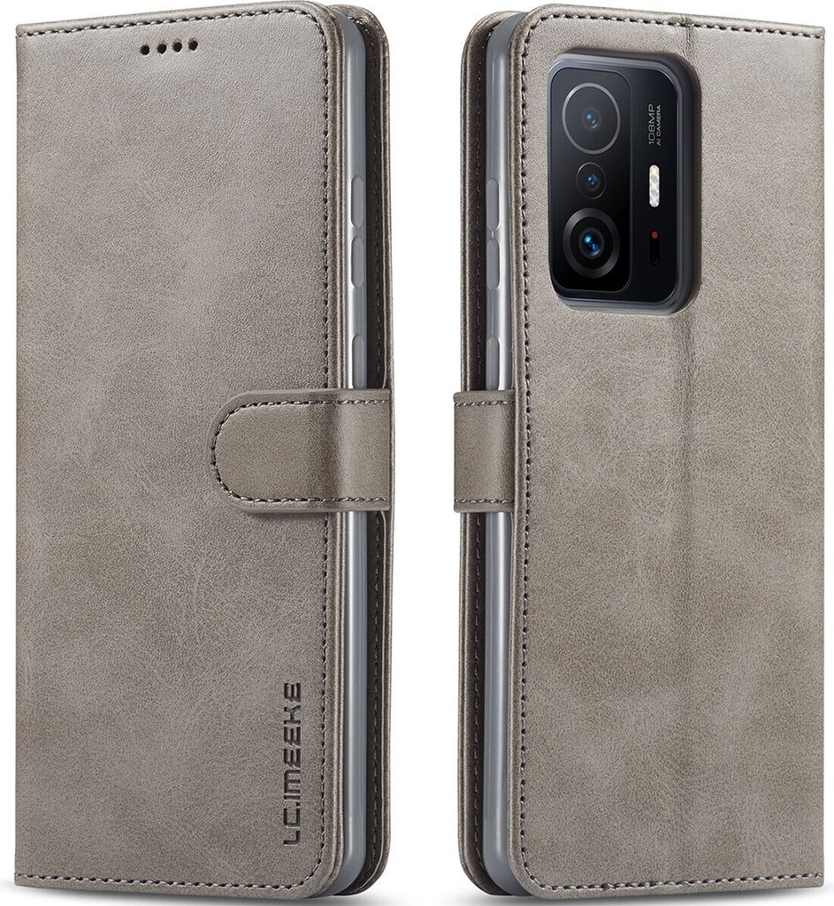 Xiaomi 11T Hülle, Klapphüllen Brieftasche Leder Magnetverschluss Ständer Schutzhülle für Xiaomi 11T / Xiaomi 11T Pro Grau