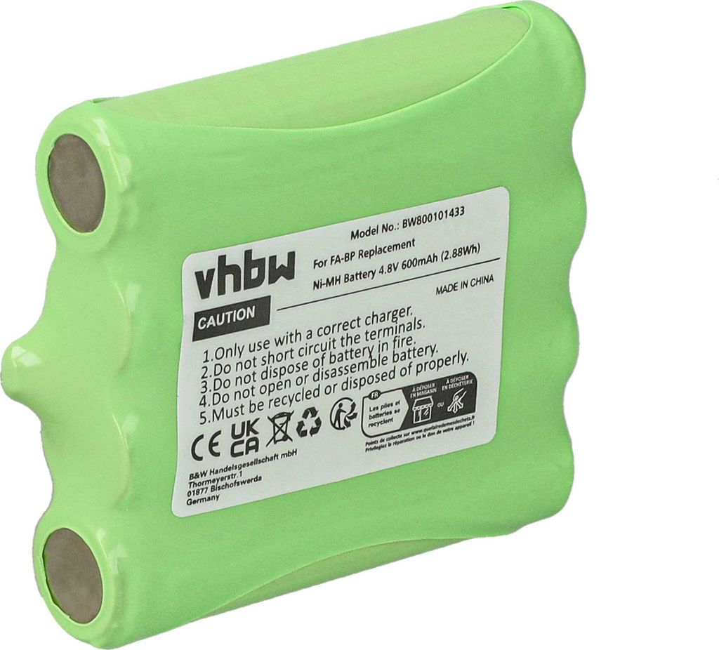 vhbw Akku Ersatz für Cobra FA-BP, GA-CT, GA-CR, GA-CM, FA-CK für Funkgerät, Walkie Talkie (600 mAh, 4,8 V, NiMH)