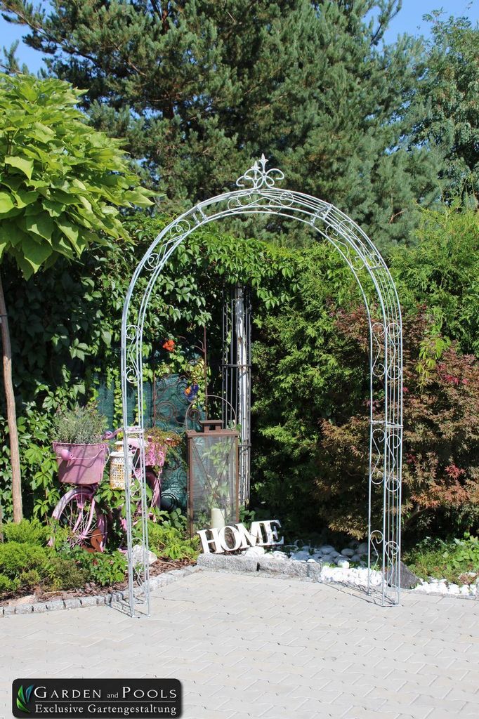 GardenAndPools Rosenbogen Paris Lilie Spitze B- 1,60 m Verzinkt Pergola Metallrosenbogen Gartenbogen Rosensäule Rose Arches Arco da Giardino