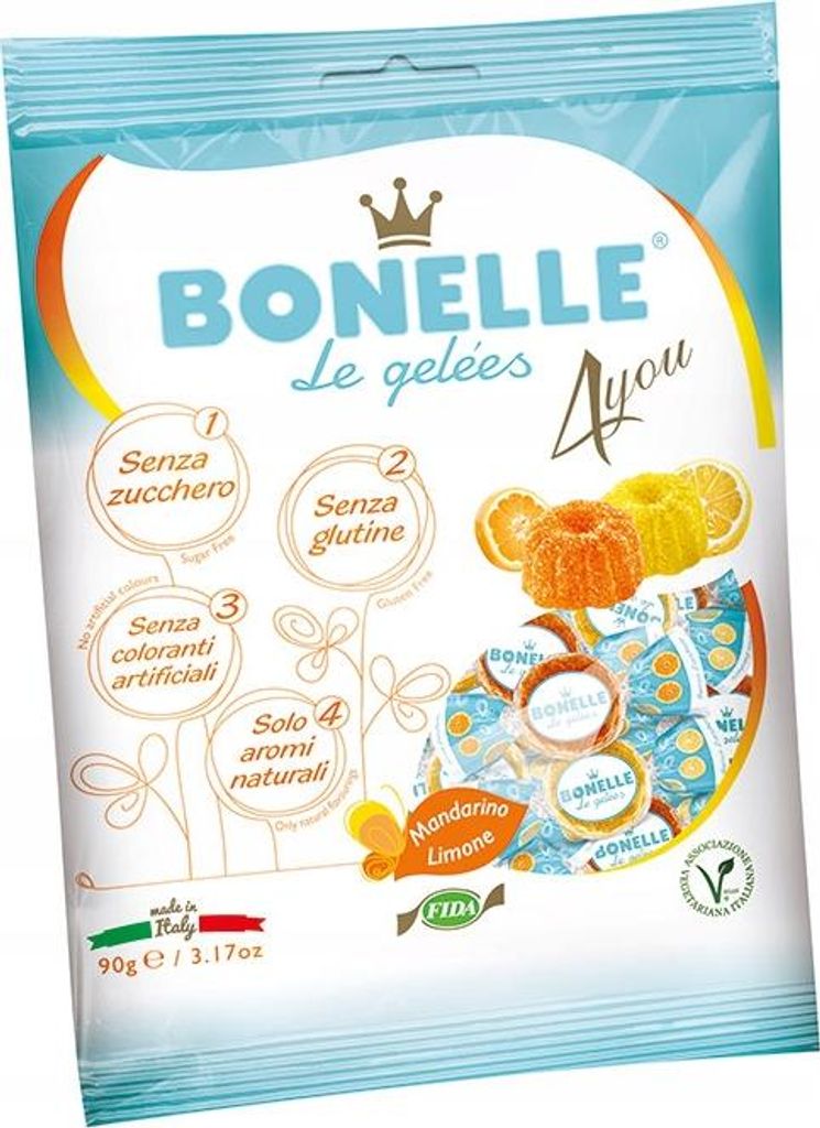 Gelatine vegane Bonelle al limone e mandarino 90 g Immagine del prodotto 