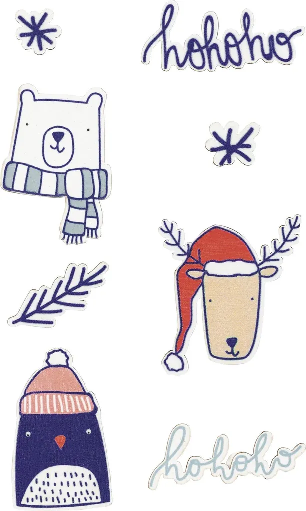 Stickers en bois décoratifs pour scrapbooking et carterie de fin d'année