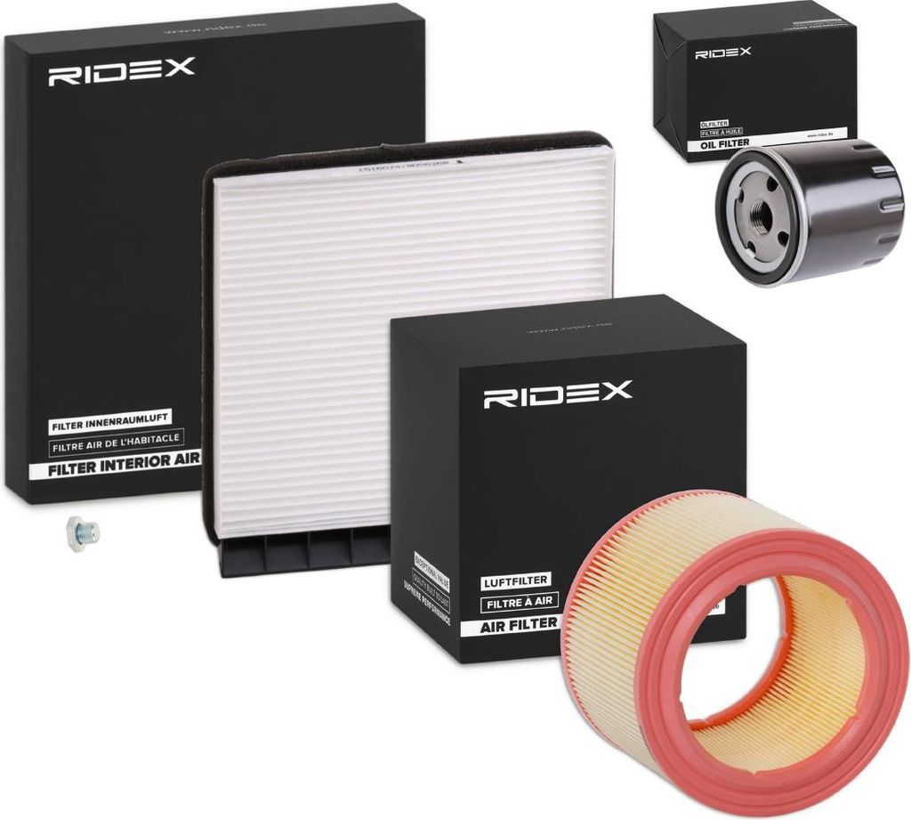 RIDEX Filterset Inspektionspaket Filtersatz passend für PEUGEOT PARTNER Combispace (5F) PARTNER Kasten (5) PARTNER Pritsche/Fahrgestell für CITROËN