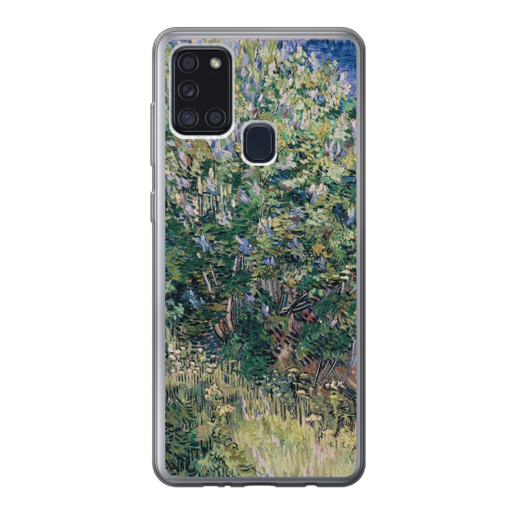 MuchoWow Handyhülle Schutzhülle Hülle für Samsung Galaxy A21s Fliederbusch - Vincent van Gogh Silikon Softcase Handy Hülle - Hartschale