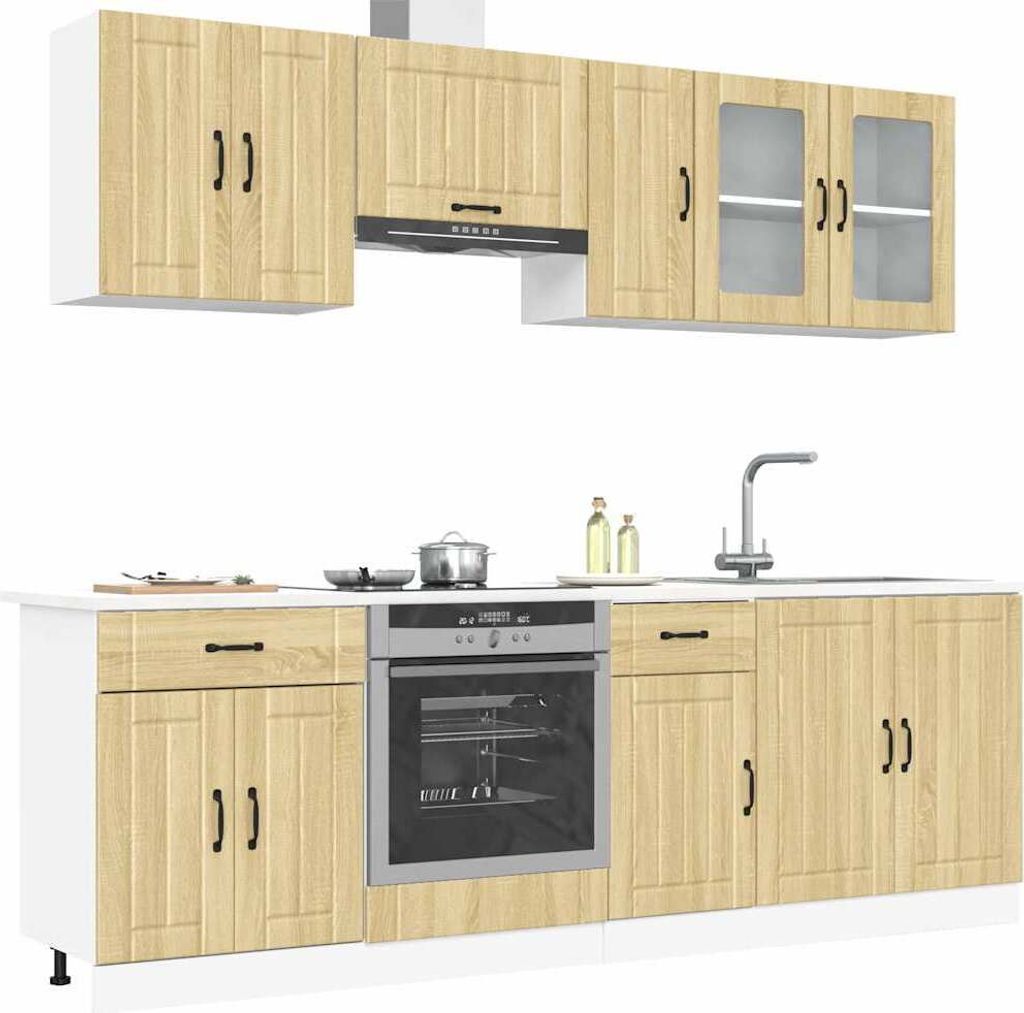 Möbel 8-tlg. Küchenschrank-Set Kalmar Sonoma-Eiche Holzwerkstoff - Küchenschränke 3314834