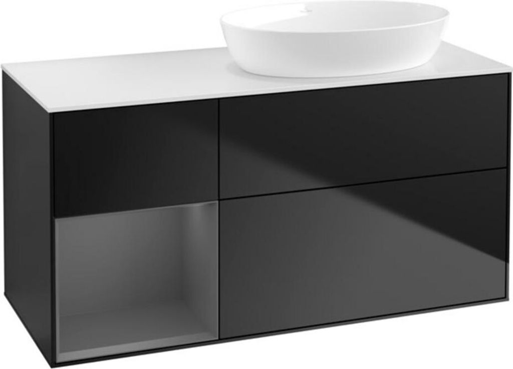 V&B Waschtischunterschrank Wandbeleuchtung Finion 120cm, Pl w m, Rg A m Lac, bla m Lac
