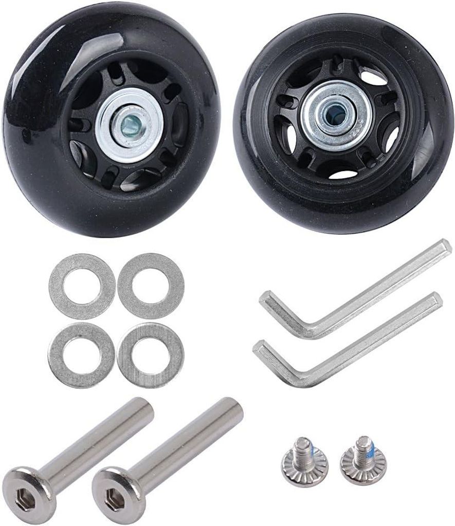 2er-Set Kofferrollen-Ersatzreparaturset mit geräuscharmen Gummiachsen, Ersatzrollen für Gepäckzubehör Koffer (68 * 6 * 24 mm, Achsenlänge: 35 mm)