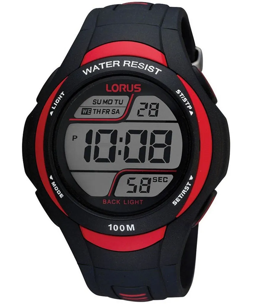 Lorus R2307EX9 Montre Numérique Homme 10 ATM Noir 46 mm Résistante