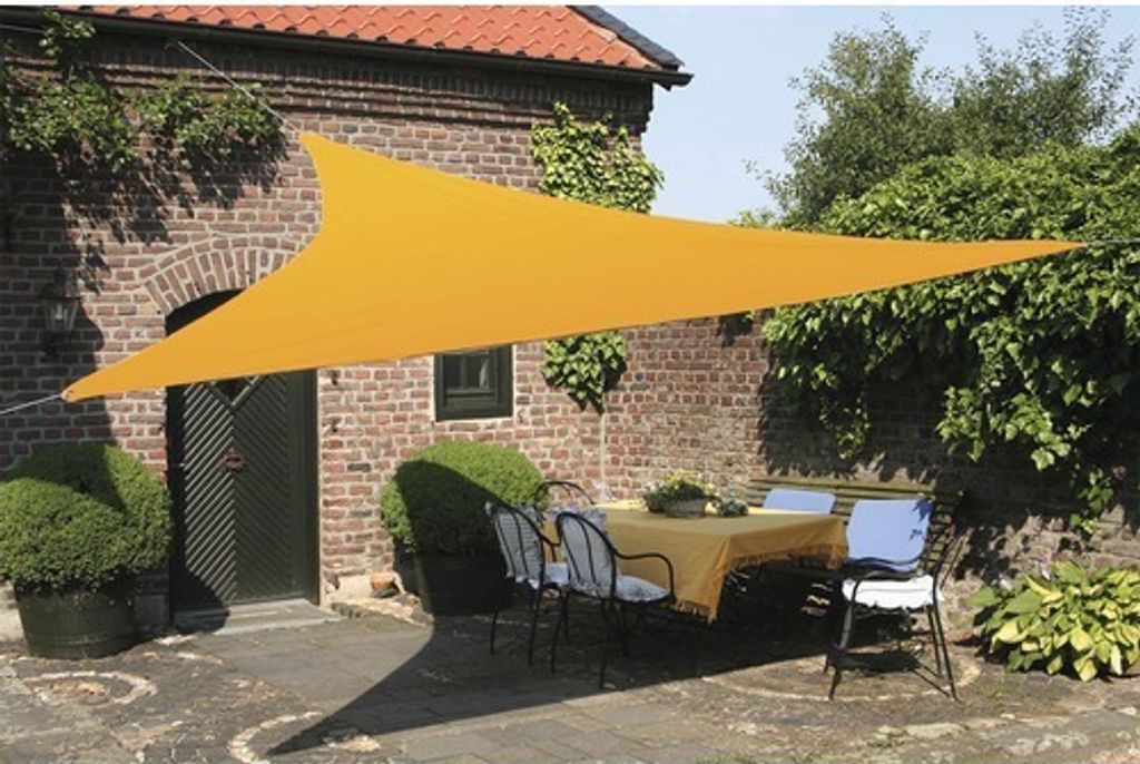 PeddyShield Dreiecksonnensegel 3,0 x 3,0 x 3,0 m, aus wasser- und windabweisenden PES 280 g/m², sonnengelb