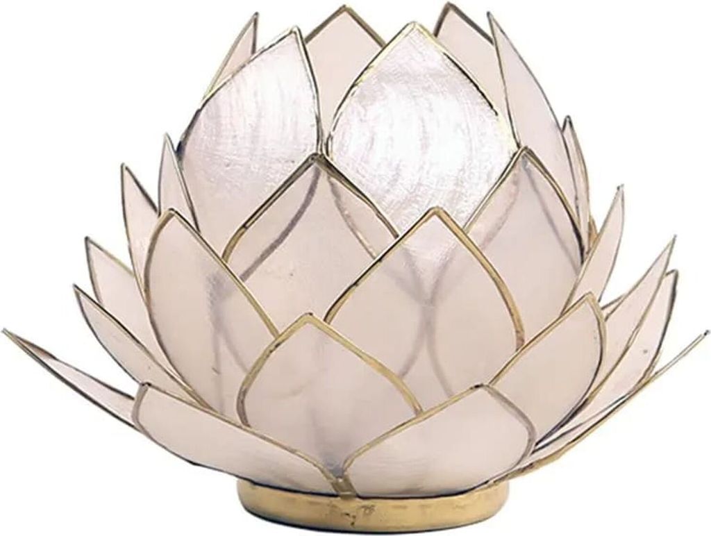 Lotus Teelichthalter beige goldfarbig groß -- 15x15 cm