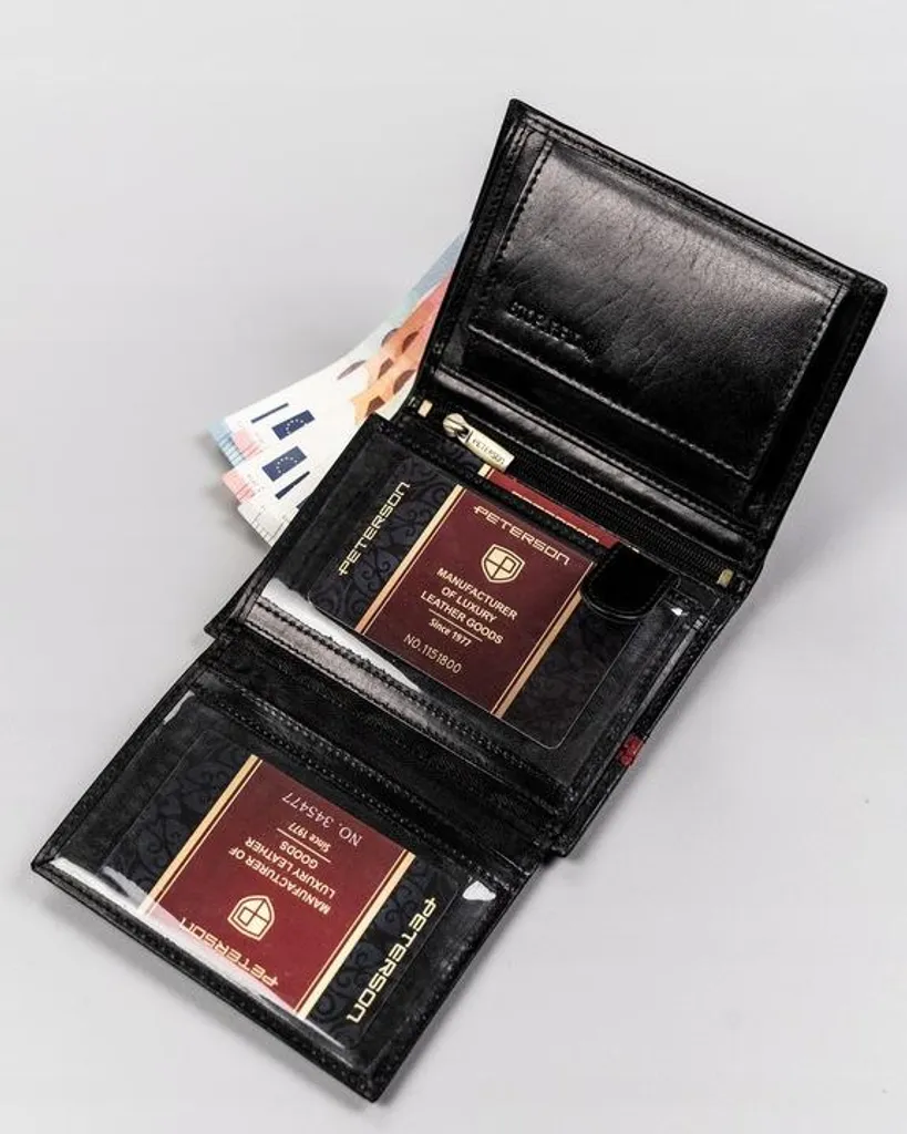Portafoglio Verticale Peterson RFID - Vera Pelle e Sicurezza Contactless - 12