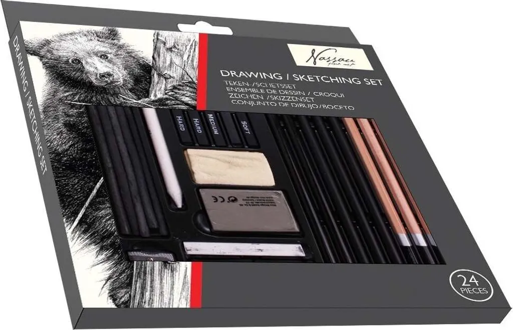 Set da Disegno e Schizzo Nassau 24 Pezzi | Kit Artistico Professionale