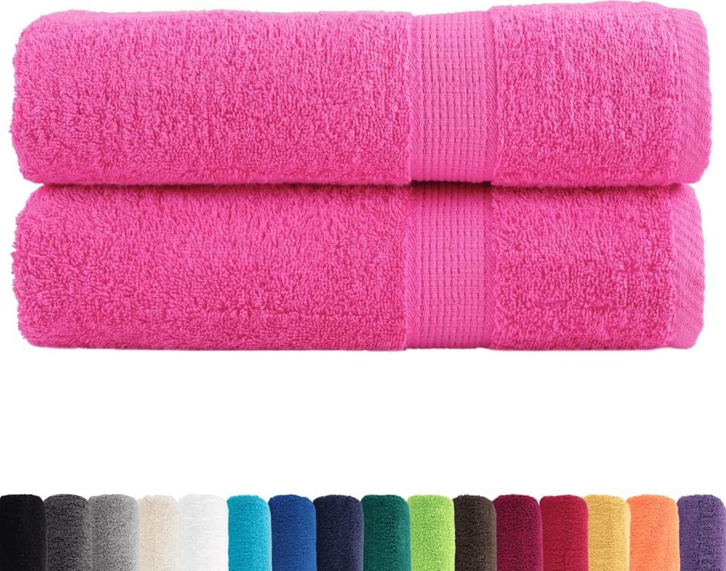 vidaXL Premium Badetücher SOLUND 2 Stk. Rosa 100x150 cm 600 g/m²