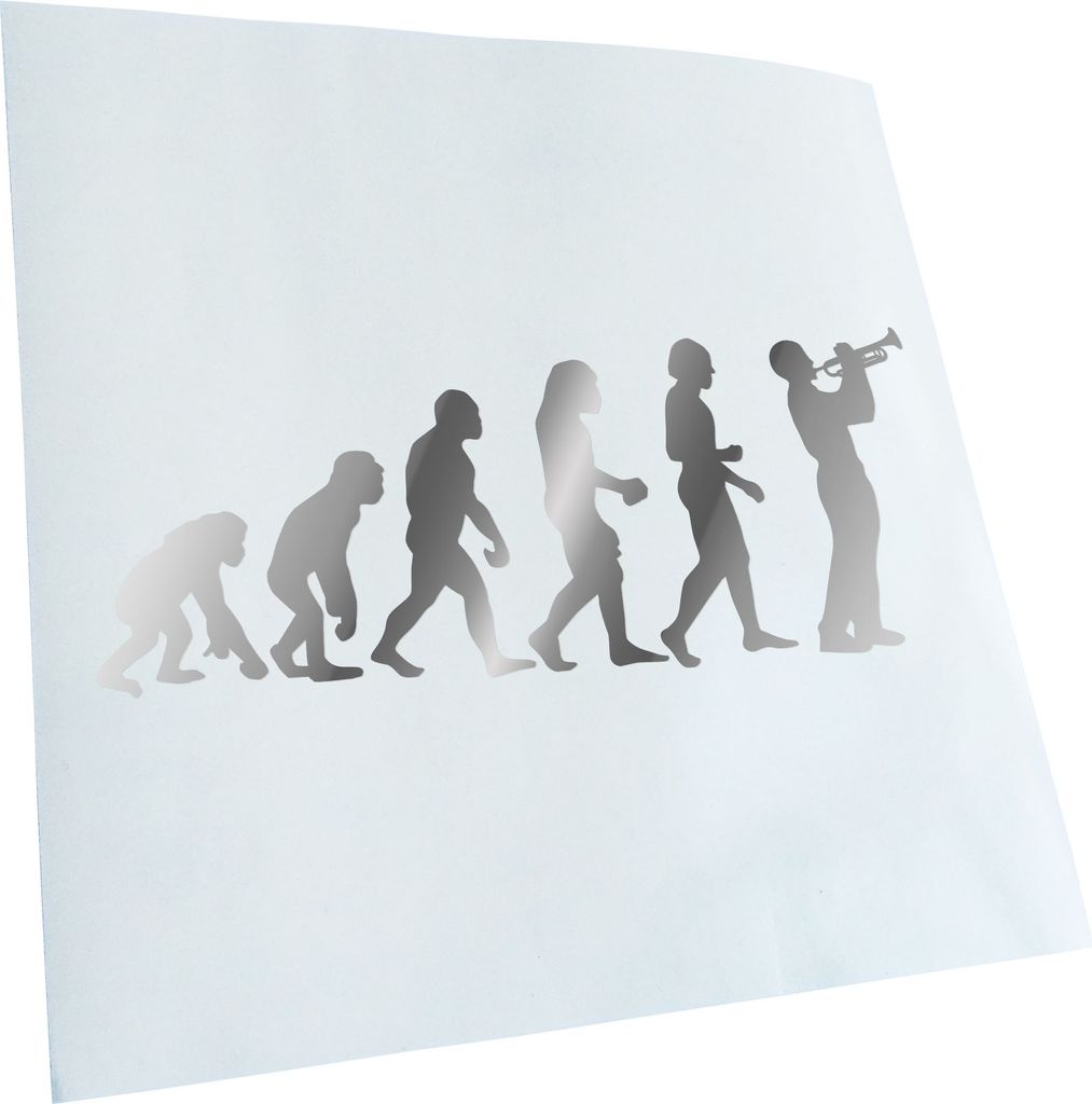 Kiwistar - Autoaufkleber - Evolution Trompetenspieler Heckscheibenaufkleber - Aufkleber für Auto Kfz Fahrrad, LKW, Truck Mofa