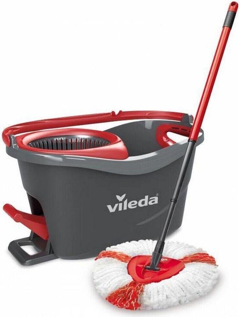 Vileda Wischmop-Set Turbo Easy Wring & Clean incl. Powerschleuder und Fußpedal, Farbe Grau