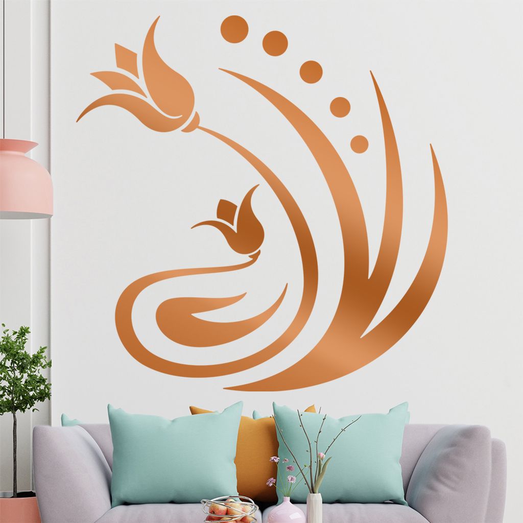 Blume - Linien Punkte Wandtattoo in 6 Größen - Wandaufkleber Wall Sticker - Dekoration, Küche, Wohnzimmer, Schlafzimmer, Badezimmer