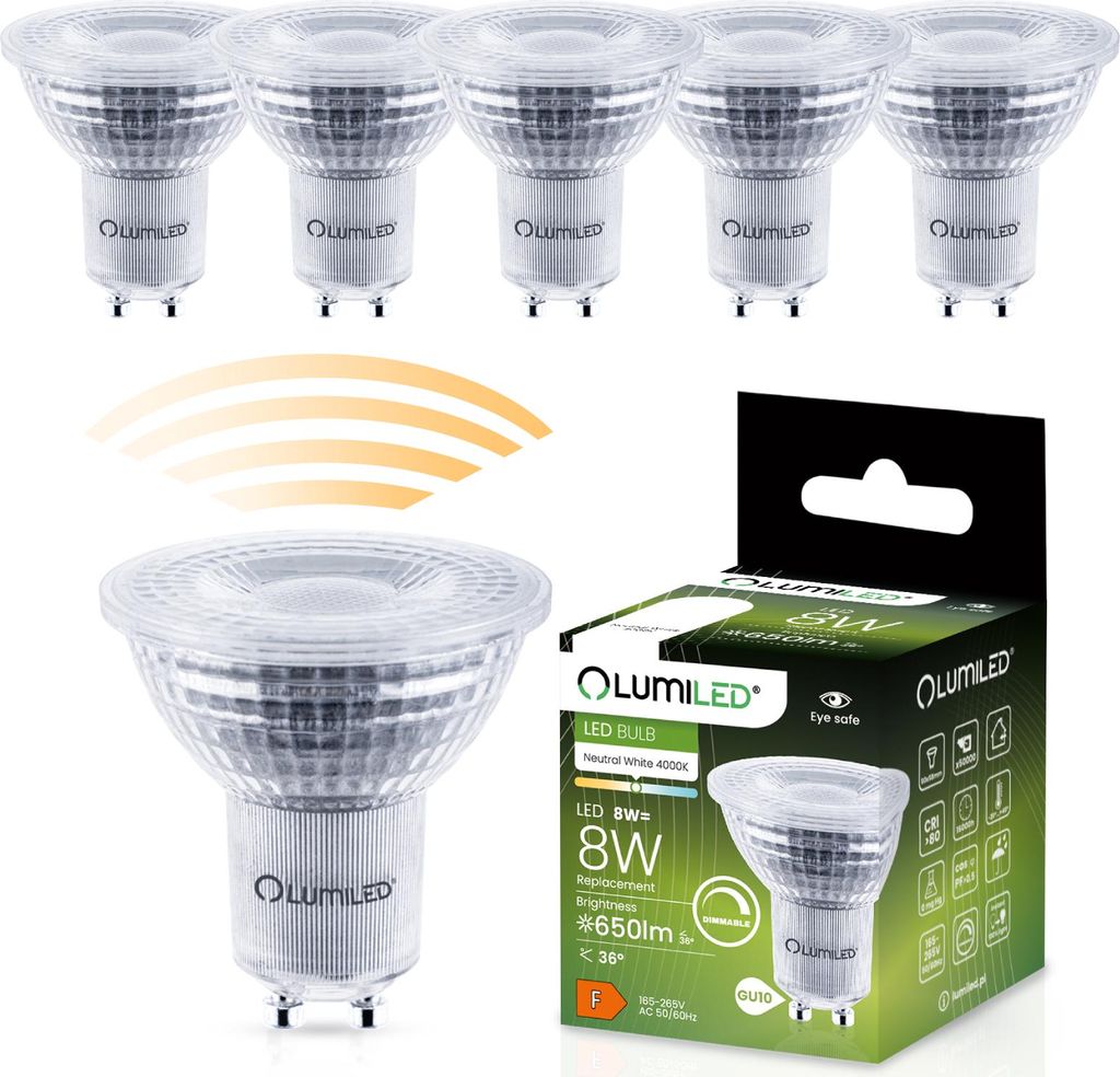 LUMILED GU10 LED žiarovka stmievateľná 8W 650 Lm žiarovka Obrázok produktu 